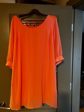 HeartSoul Bright Orange Scoop Neck Tunic with Back Strap Detail